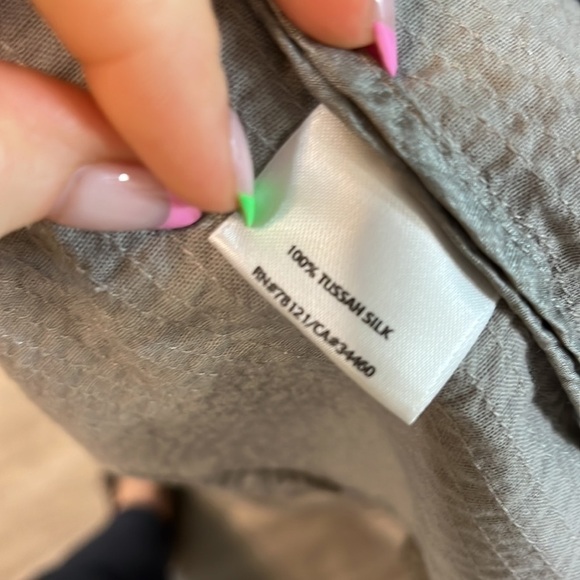 Eileen Fisher Open Jacket Tussah Silk Pockets XL Cardigan Crinkle Pop Collar - Picture 8 of 9